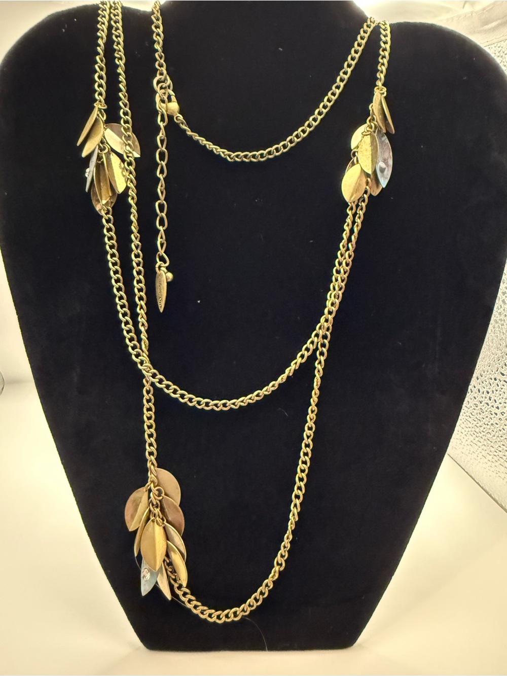 Long layered Copper/Gold-tone double Necklace